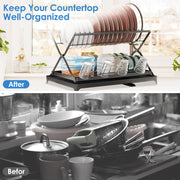 2 Tier Dish Drying Rack with Cup Holder