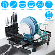 Dish Rack Organizer With Drain Board & Holder