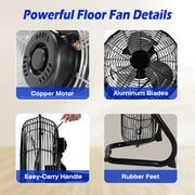 12in Floor Fan Copper Motor High-Velocity Industrial Fan