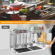 Over Sink Dish Drying Rack Shelf Stainless Steel Kitchen Organizer Rack