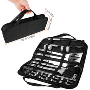 Stainless Steel BBQ Grill Tool Kit Grilling Utensil Accessories w/ Spatula Tongs Fork Knife