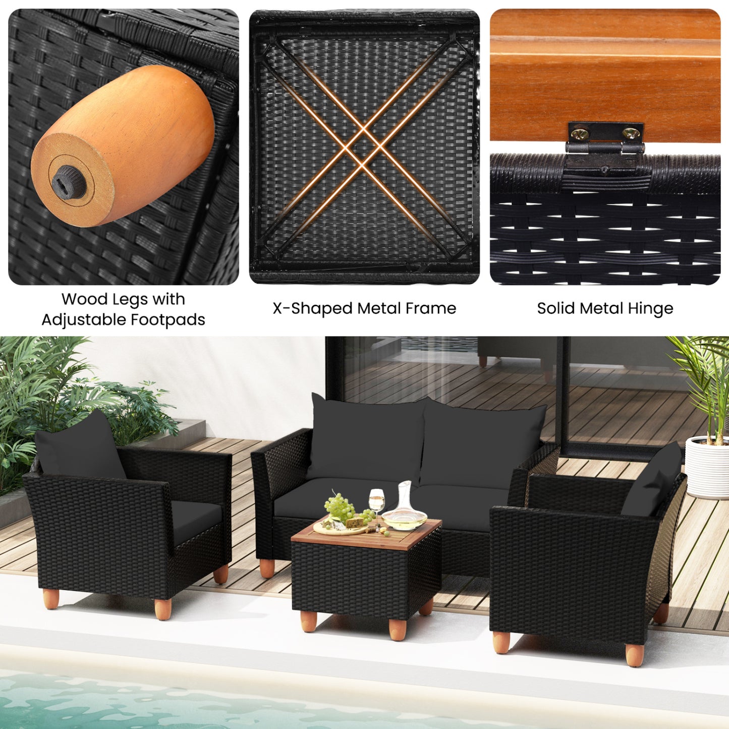 8-Piece Outdoor Conversation Set with Storage Coffee Table