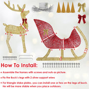 Lighted Christmas Reindeer & Sleigh Indoor Outdoor