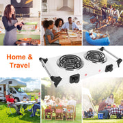 2000W Electric Dual Burner Portable Coil Heating