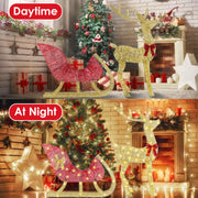 Lighted Christmas Reindeer & Sleigh Indoor Outdoor