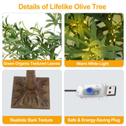 Artificial Olive Tree with 180 LED Beads
