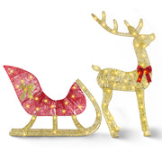 Lighted Christmas Reindeer & Sleigh Indoor Outdoor
