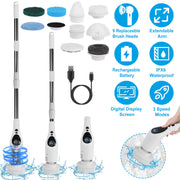 Electric Spin Scrubber with Extendable Telescopic Arm Cordless Voice Prompt Cleaning Brush