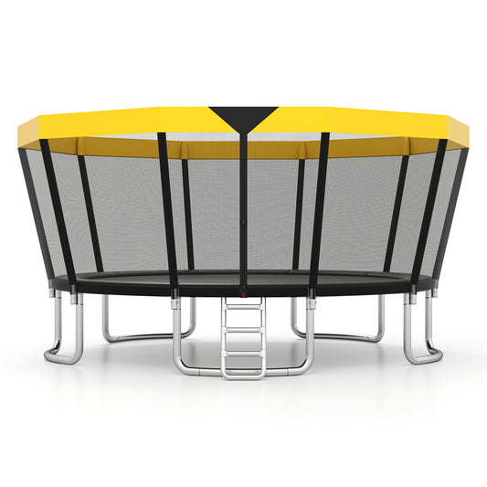 ASTM Compliant Recreational Trampoline with Non-Slip Ladder-Yellow