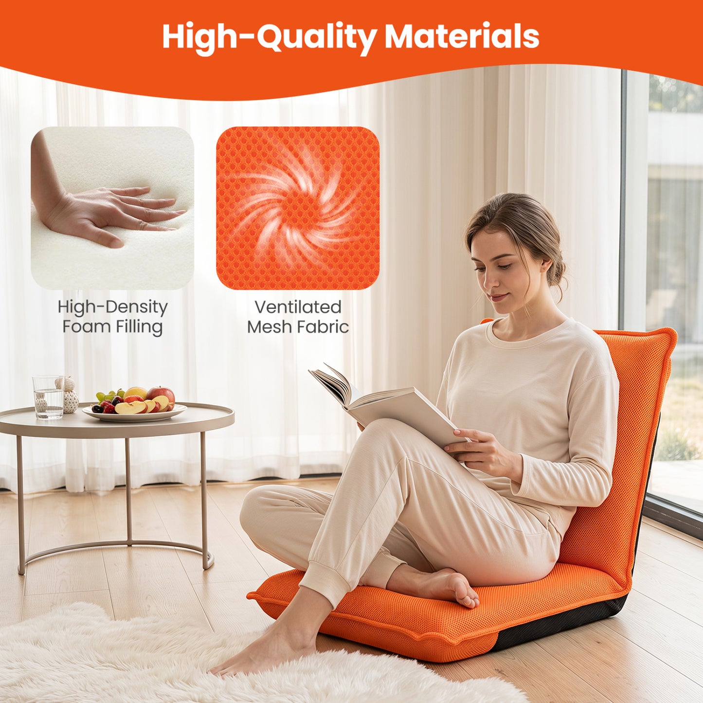 Adjustable Floor Chair with 6 Reclining Positions