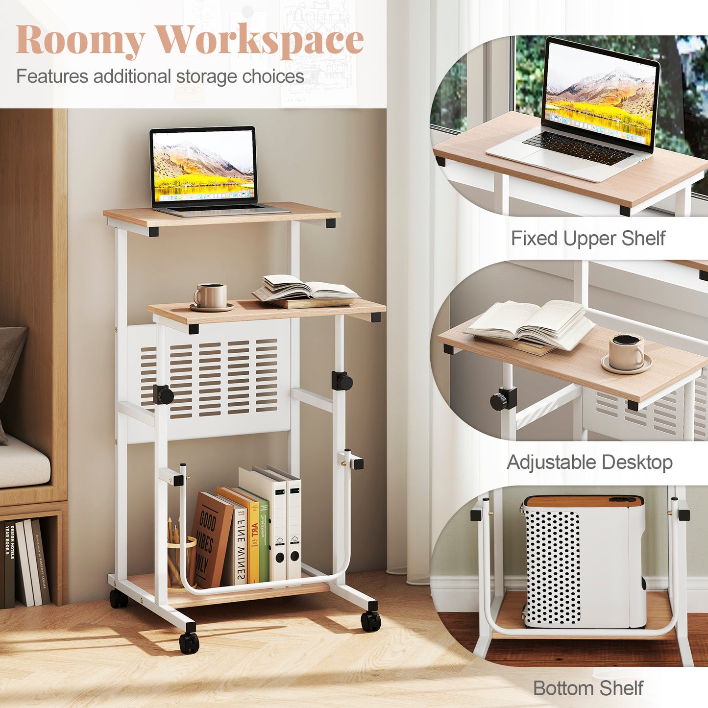 Height Adjustable Mobile Computer Stand
