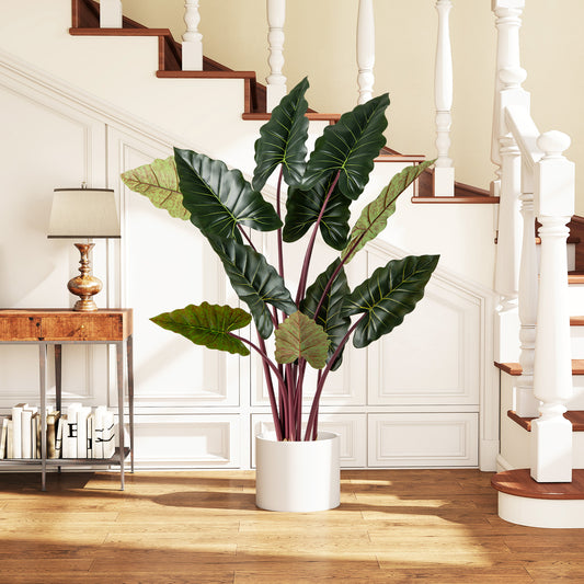 Artificial Rainbow Taro Tree 63" Tall with 11 Faux Leaves-1 Pack