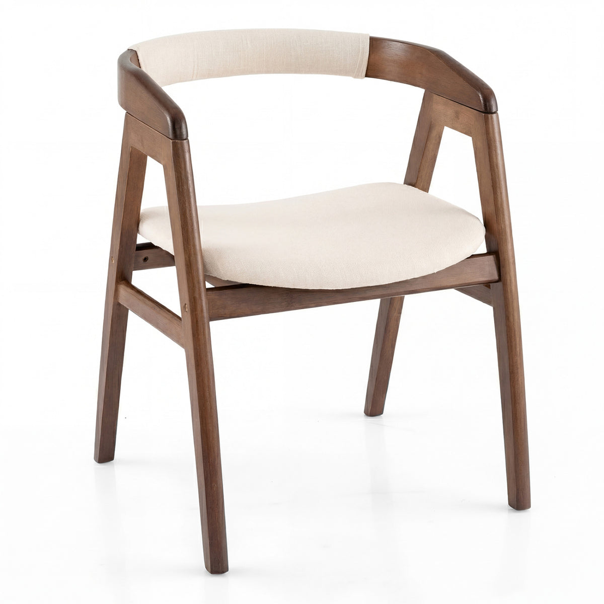 Leisure Bamboo Dining Chair with Curved Back and Anti-slip Foot Pads-Natural - Walnut