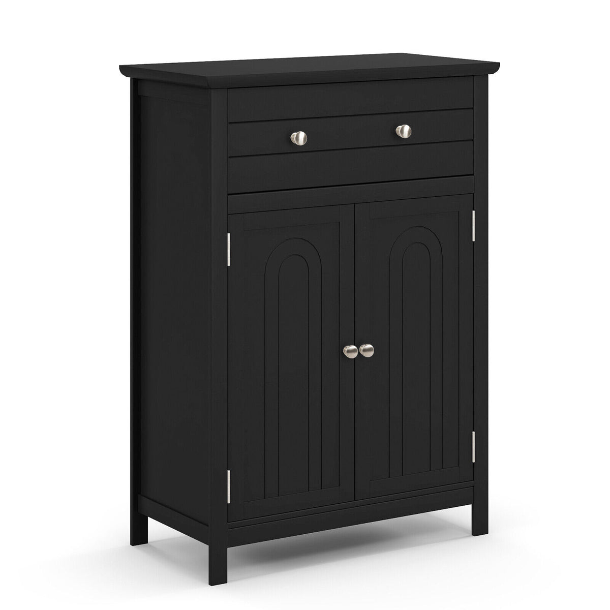 Free Standing Bathroom Storage Cabinet with Large Drawer - Black