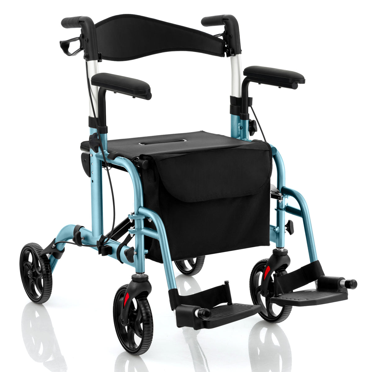 Folding Rollator Walker with Seat and Wheels Supports up to 300 lbs-Navy - Navy