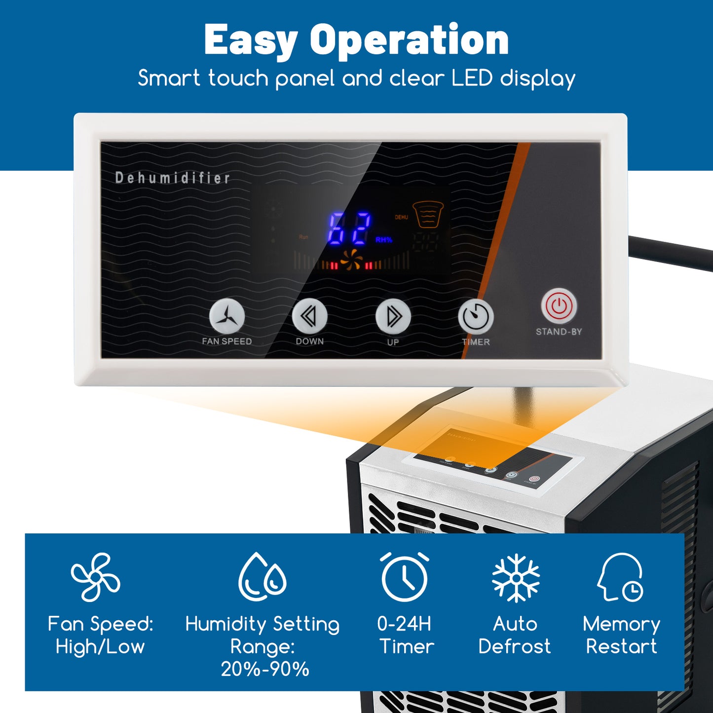140 Pints Commercial Dehumidifier Crawl Space Dehumidifier with Pump and Drain Hose