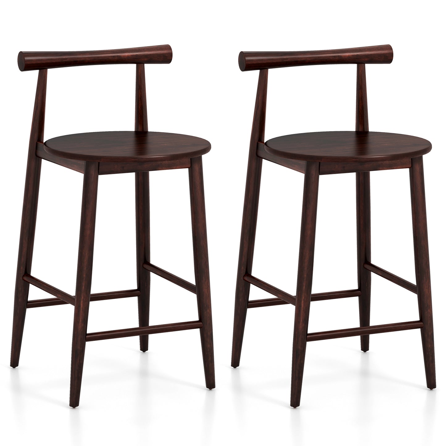 Counter Height Bar Chair Set with Acacia Wood Frame and Supporting Legs-Brown - Brown