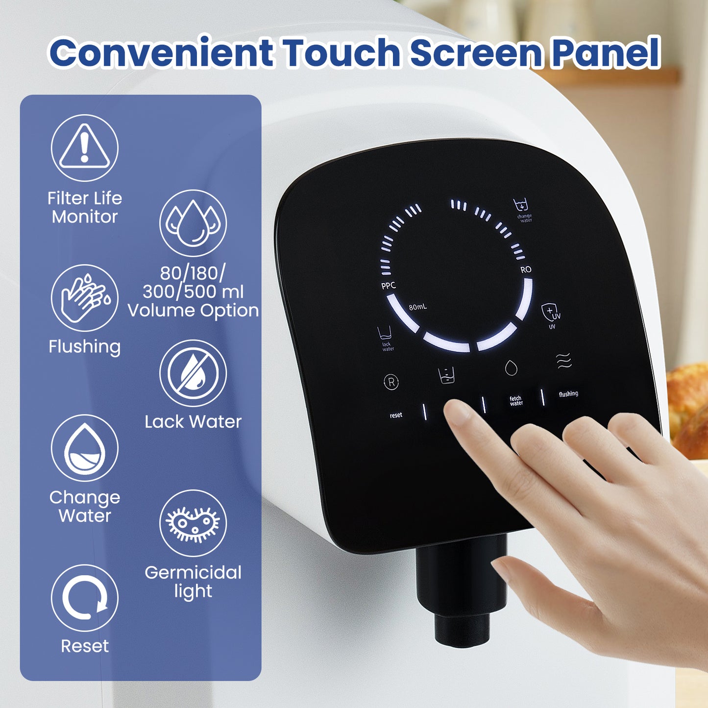 Countertop Reverse Osmosis Water Filter 5-Stage RO + PPC Water Filtration System with UV Light-White