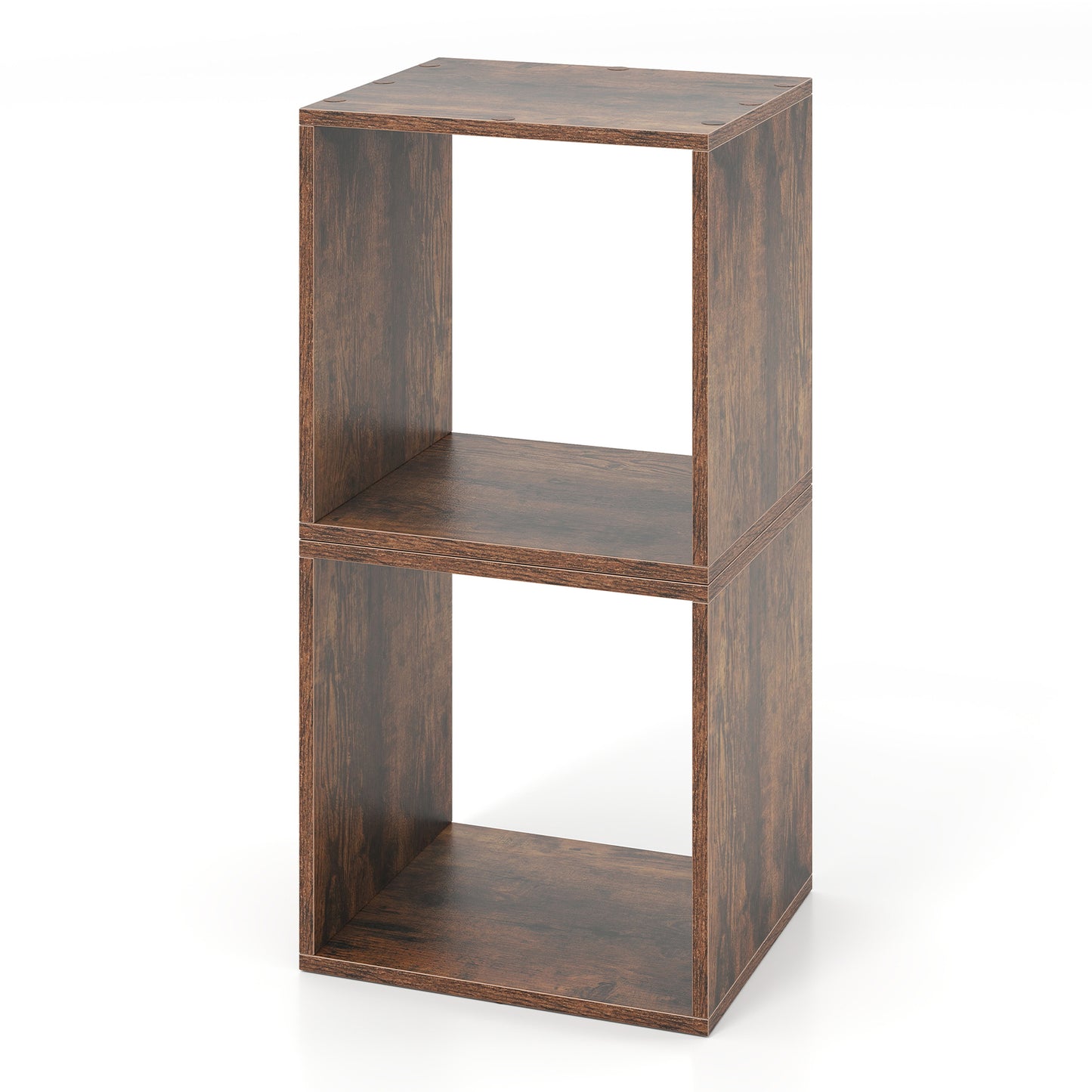 Cube Storage Organizer Set of 2 for Living Room Bedroom Study-Rustic Brown - Rustic Brown
