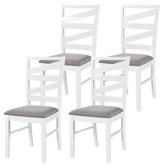 Dining Chairs Set of 4 with Backrests and Rubber Wood Frames