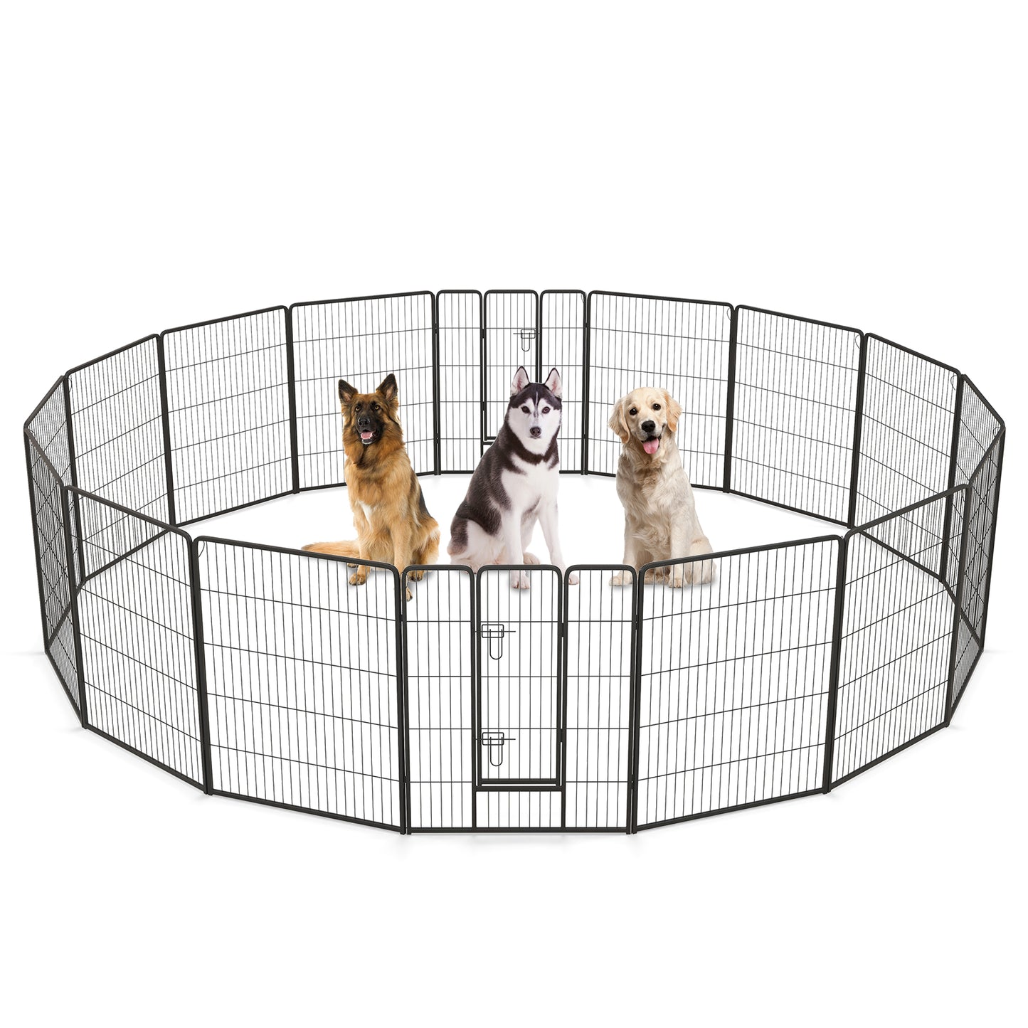 16 Panel 24/32/40 Inches Height Dog Playpen with Lock and Large Door-40 inches - 40 Inches