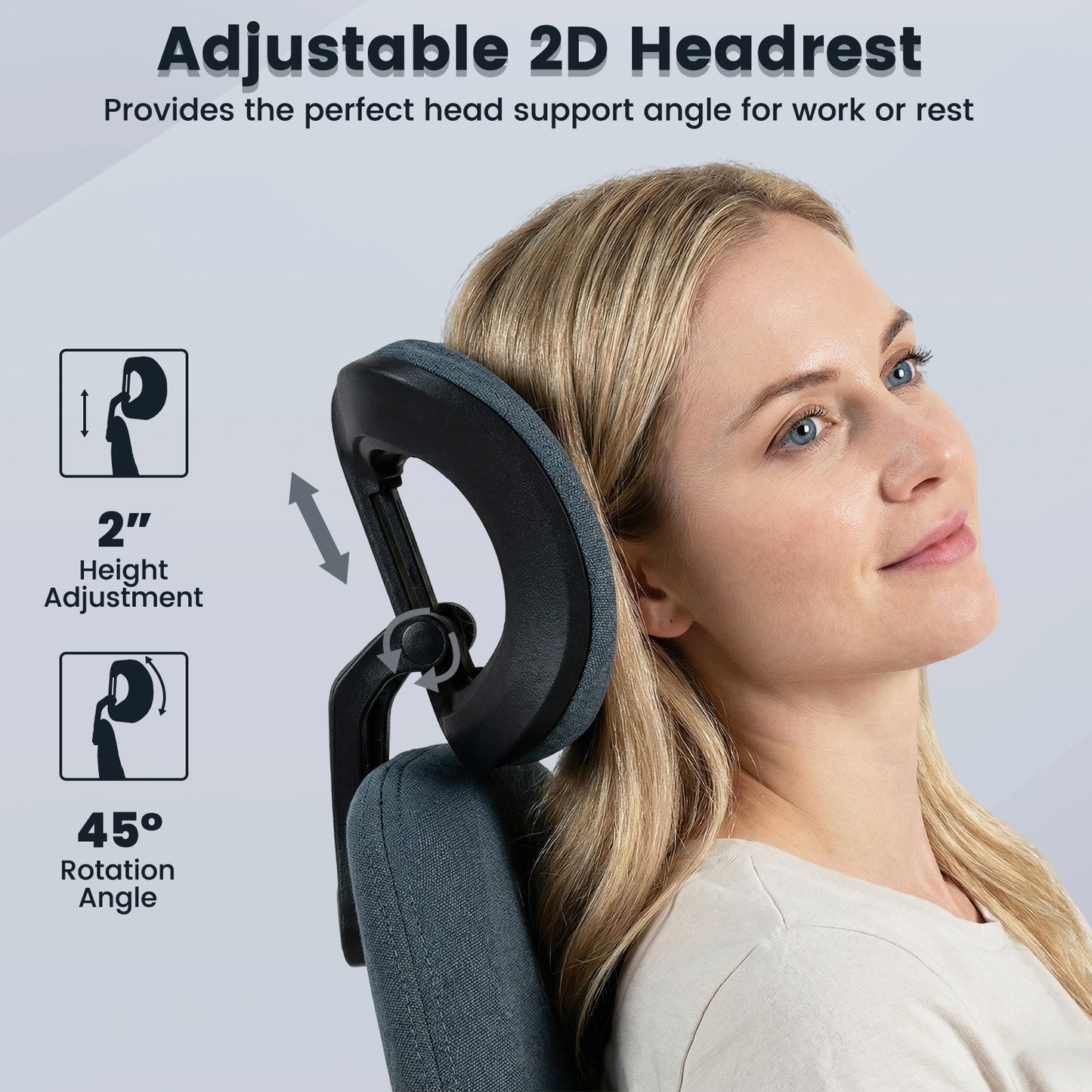 Ergonomic Office Chair Computer Desk Chair with 2D Headrest and Rocking Backrest-Navy