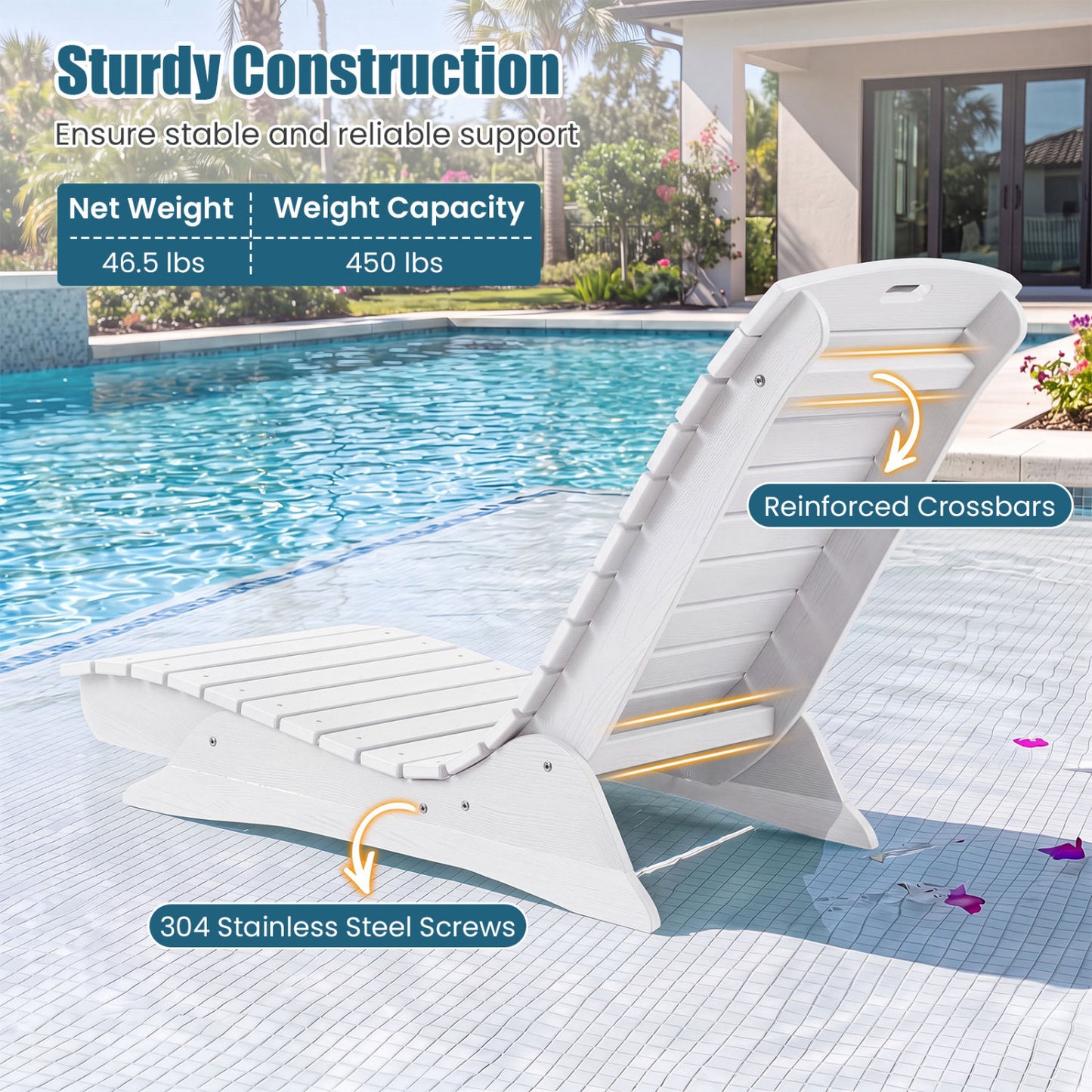 In-Pool Lounge Chair with Contoured Ergonomic Design