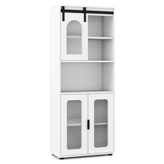 Farmhouse Bathroom Floor Cabinet with Sliding Barn Door