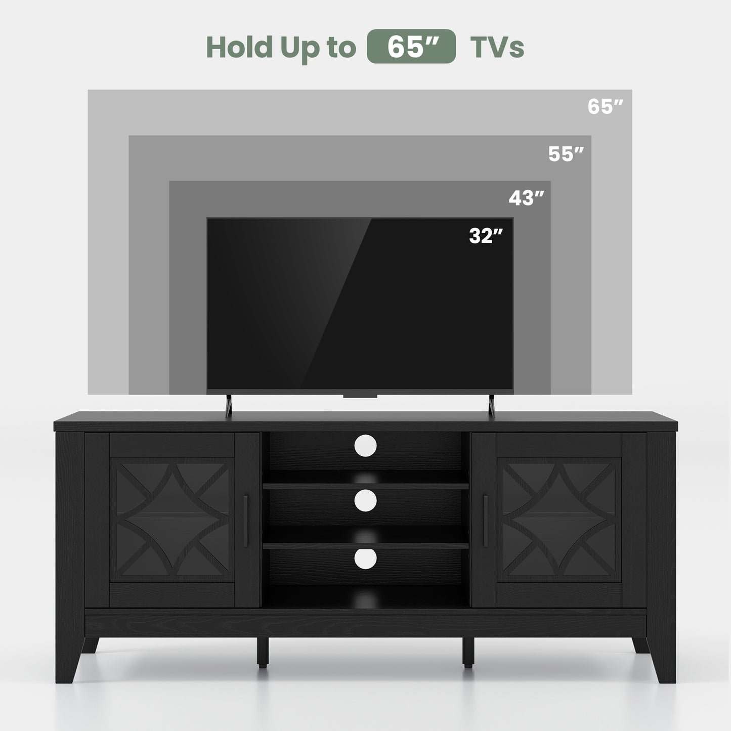 Farmhouse TV Stand for TVs Up to 65 Inches 4 Adjustable Shelves