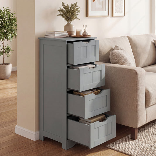 Floor Wooden Free Standing Storage Side Organizer for Bathroom-Gray
