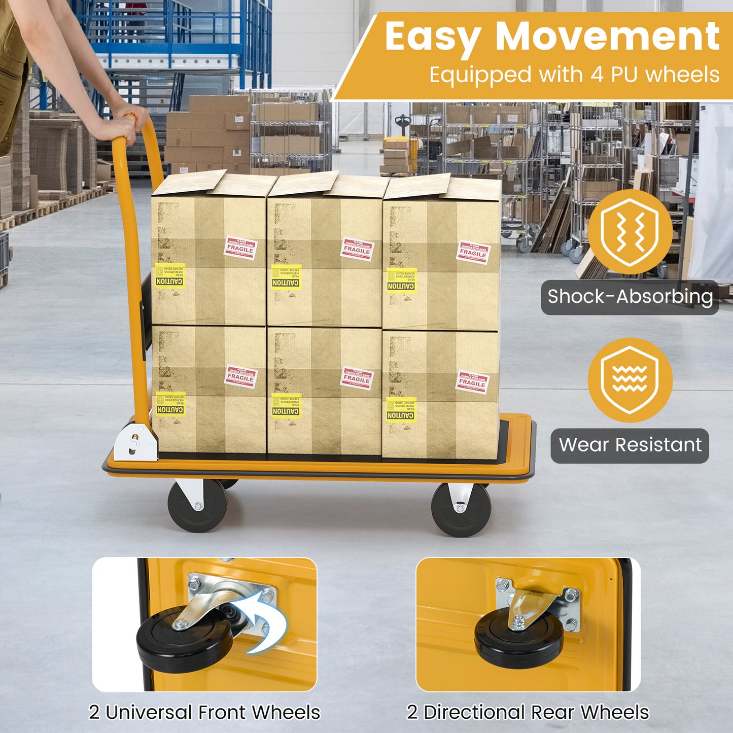 Folding Platform Cart Dolly Hand Truck-Black