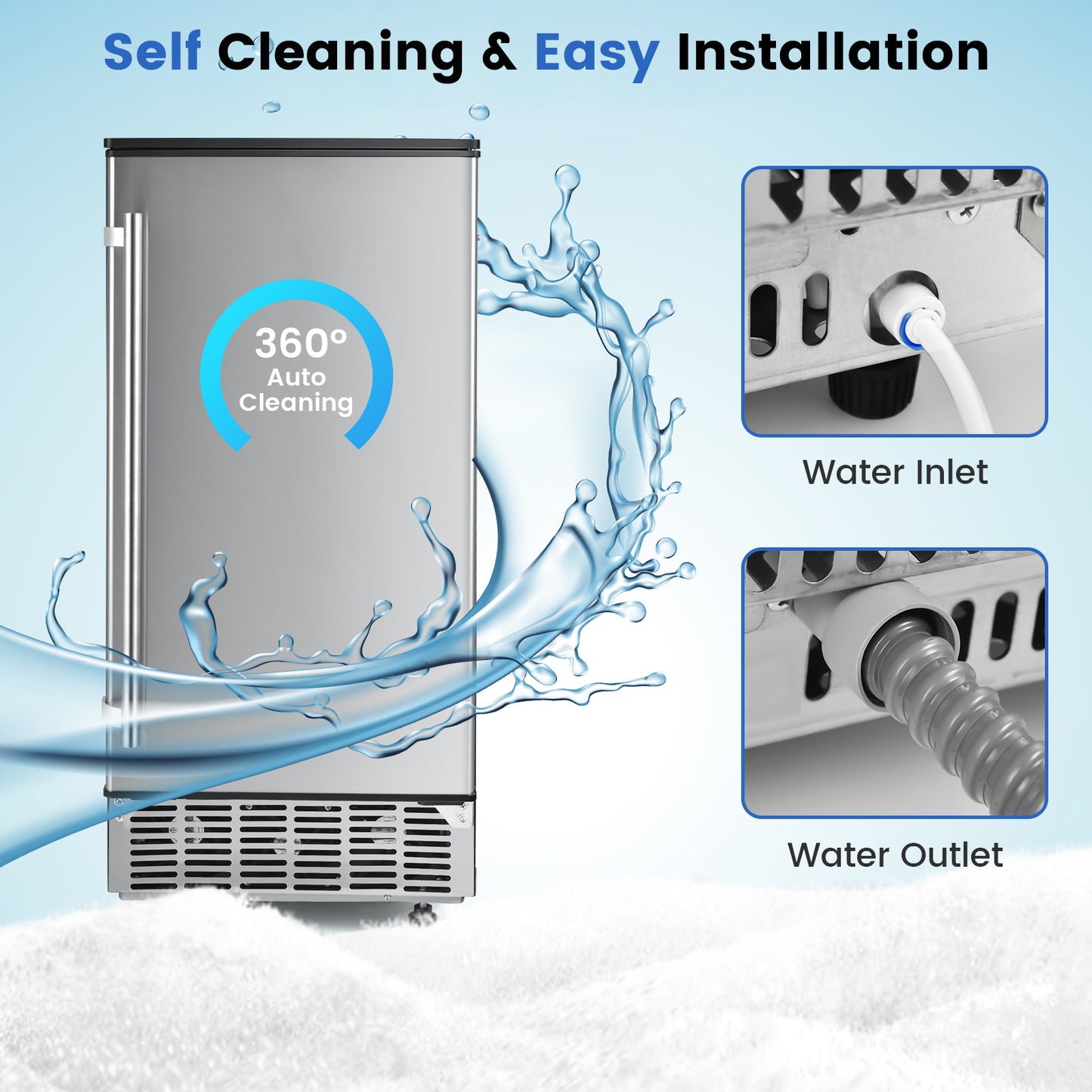 Free-Standing Built-In Undercounter Ice Maker-Silver