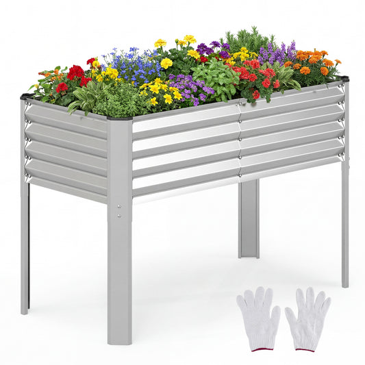 Galvanized Raised Garden Bed with Legs 46" x 24" x 31" Metal Elevated Planter Box
