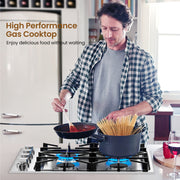 30/36 Inch Gas Cooktop with 4/6 Powerful Burners and ABS Knobs-30 inches
