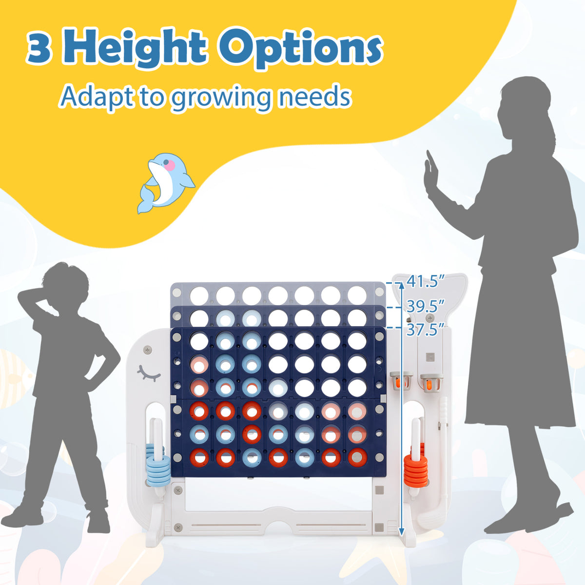 Giant 4-in-a-Row Game Set with Ring Toss and Basketball