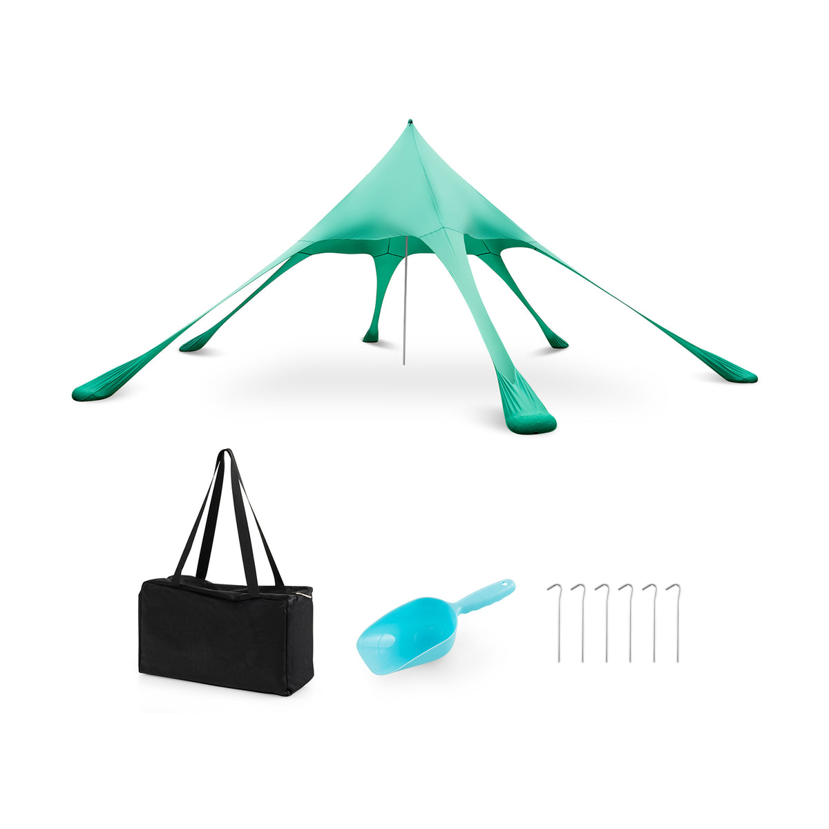 20 x 20 Feet Beach Canopy Tent with UPF50+ Sun Protection and Shovel-Green - Green