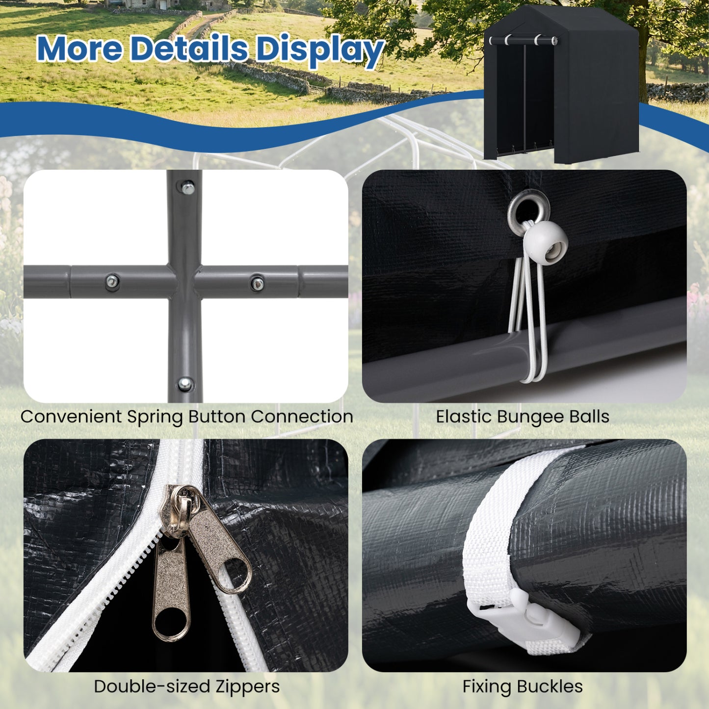 Portable Storage Shed with Roll-Up Zipper Door