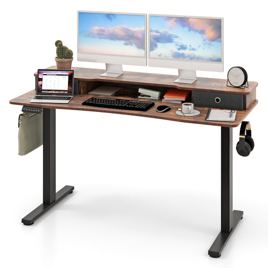 55 Inch x 24 Inch Height Adjustable Electric Standing Desk with 2 Drawers