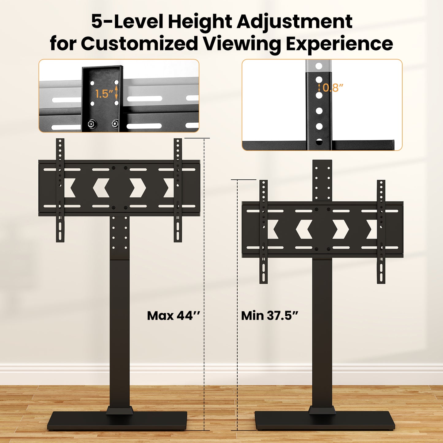 Height Adjustable Floor TV Stand with AV Shelf for 32-70 Inch TVs