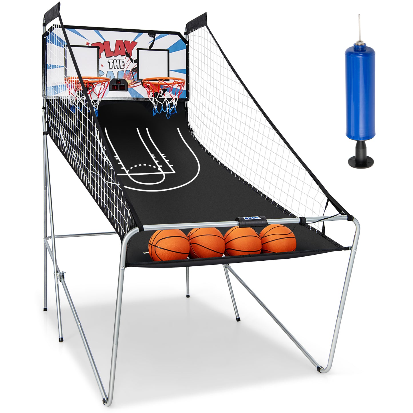 Indoor Double Electronic Basketball Game with 4 Balls-White - White