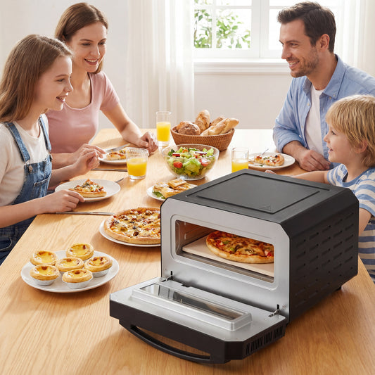 Indoor Electric Pizza Oven Countertop Pizza Oven for 12 Inch Pizzas-Black