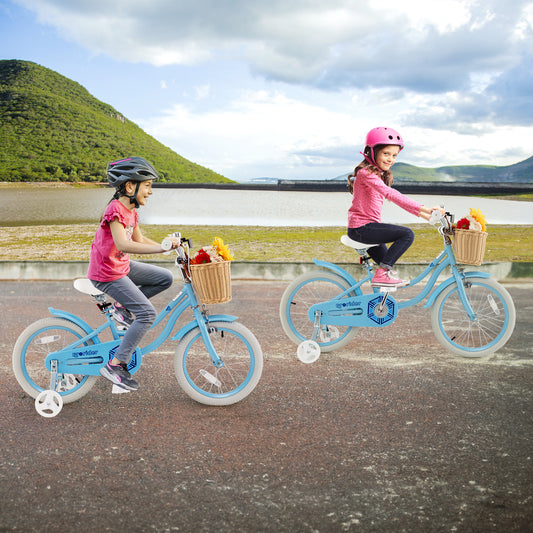 18-Inch Kids Bike with Training Wheels and Adjustable Handlebar Seat