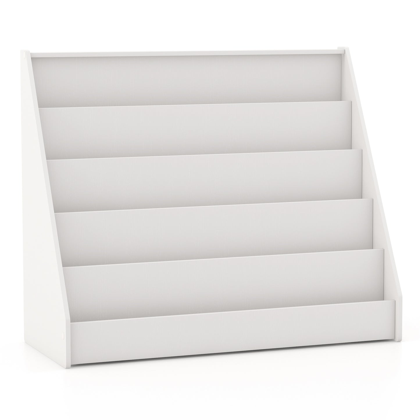 5-Tier Kids Bookshelf with Deep Compartments and Stable Baby Book Case-White - White