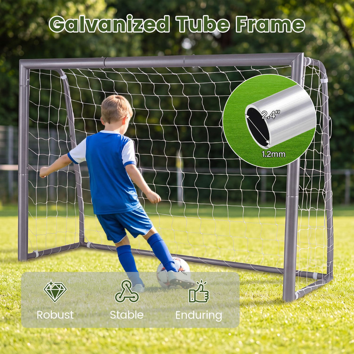 Kids Soccer Goal with Tear-Resistant Net and Ground Stakes for Professional Everyday Match