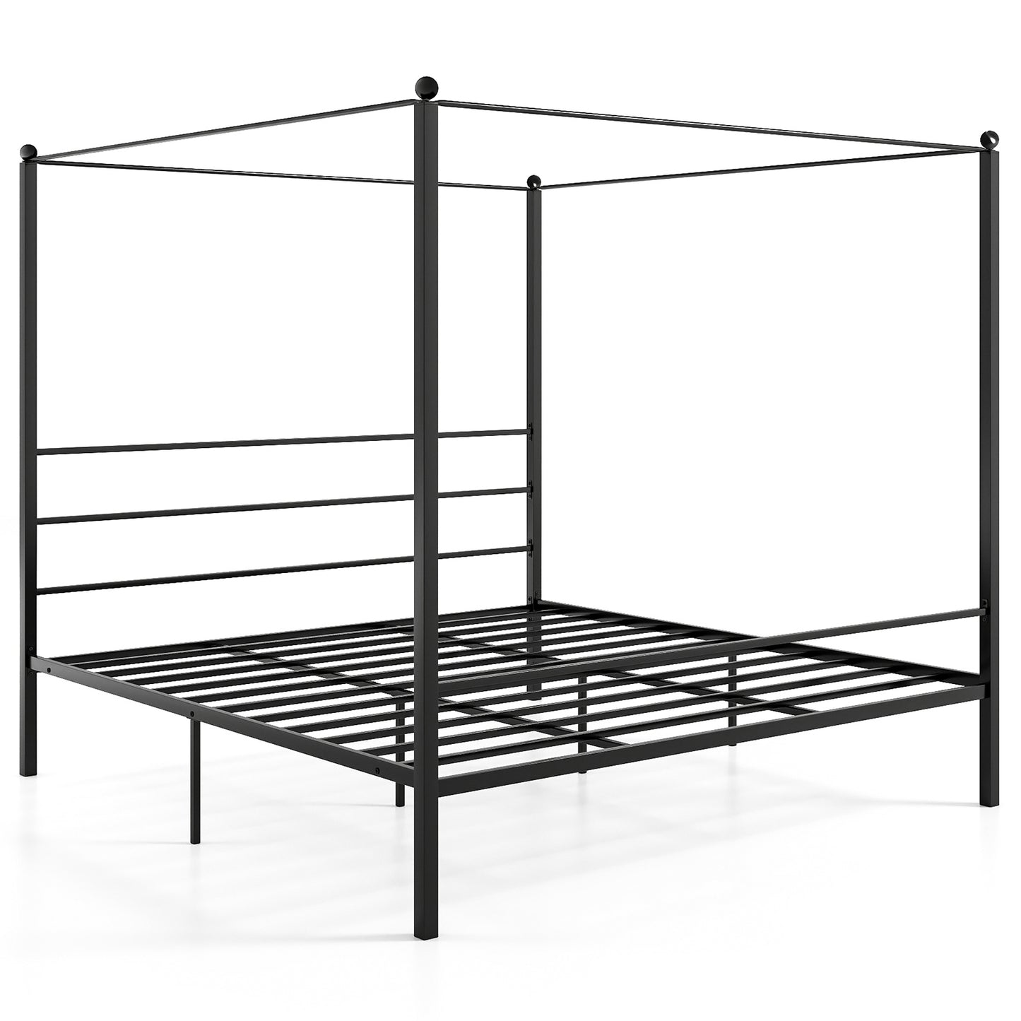Twin/Full/Queen Size Metal Canopy Bed Frame with Slat Support-Queen Size - Default