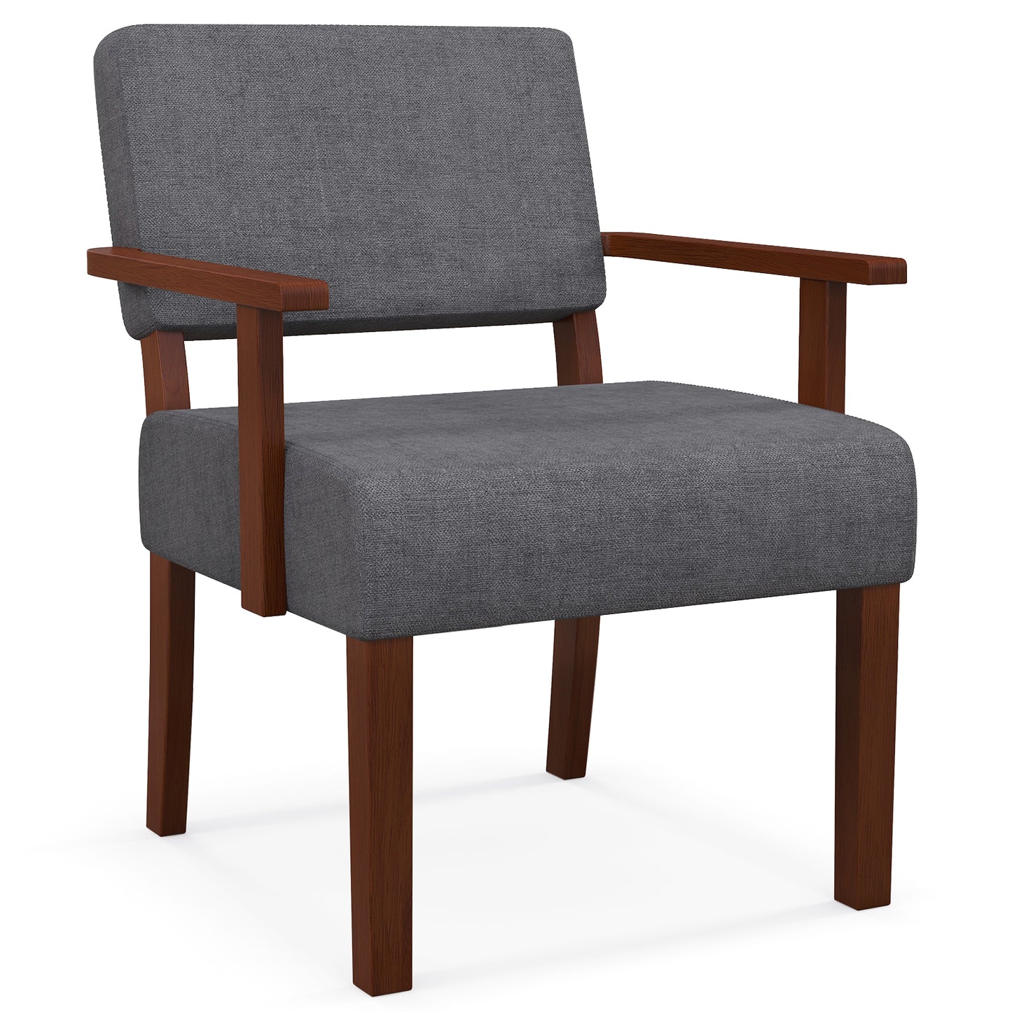 Linen Accent Chair Living Room Chair with Soft Padded Seat and Backrest-Gray - Gray
