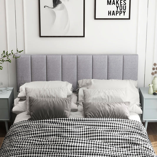 Linen Upholstered Headboard with Solid Wood Legs and Adjustable Width