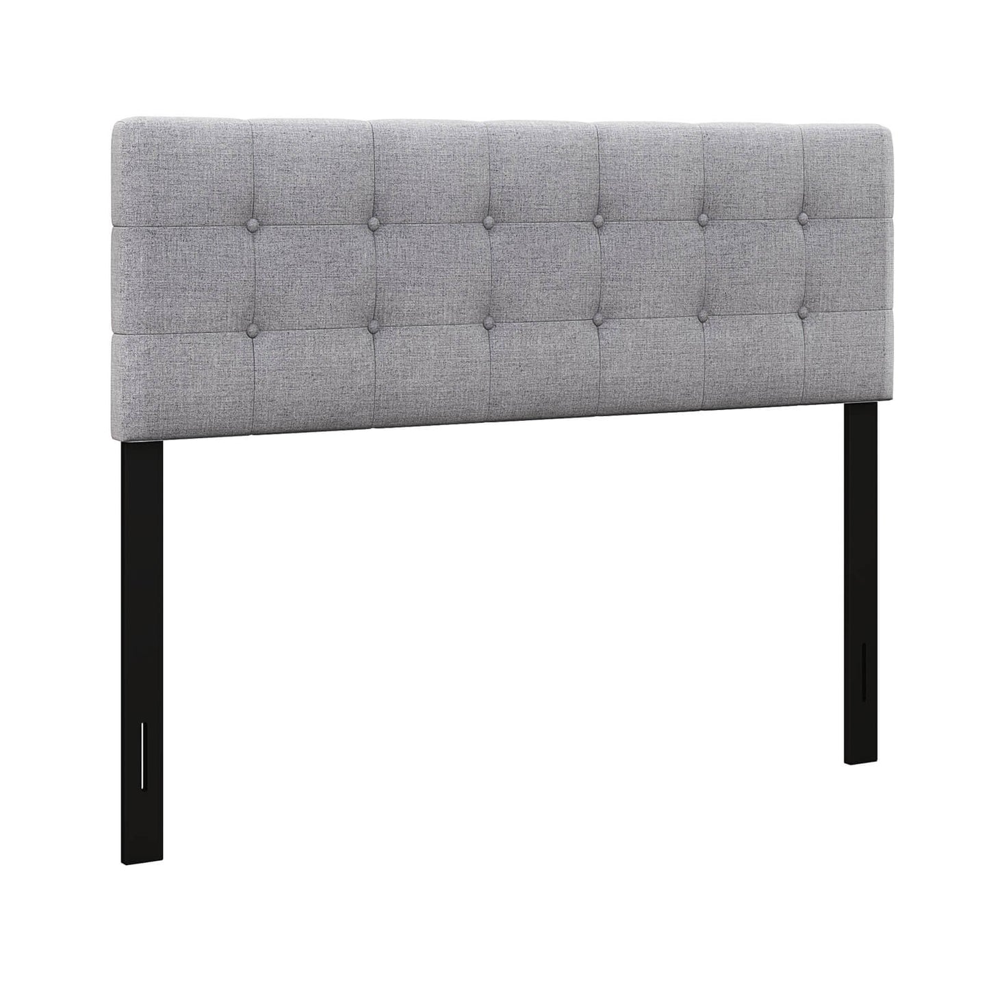 Linen Upholstered Headboard with Solid Rubber Wood Legs-Beige - Gray