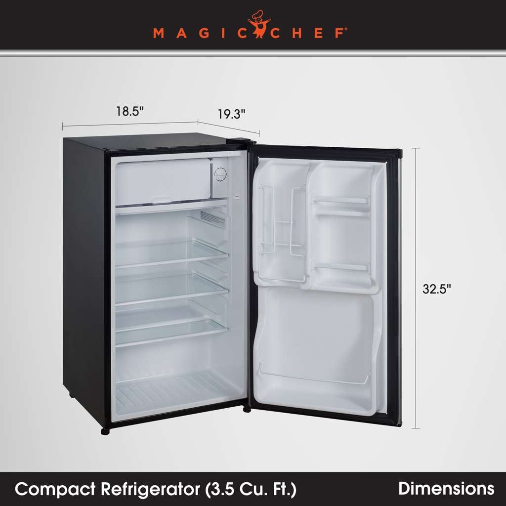 Magic Chef 3.5 Cu. Ft. Mini Fridge with Freezer Compartment, Black - view 8