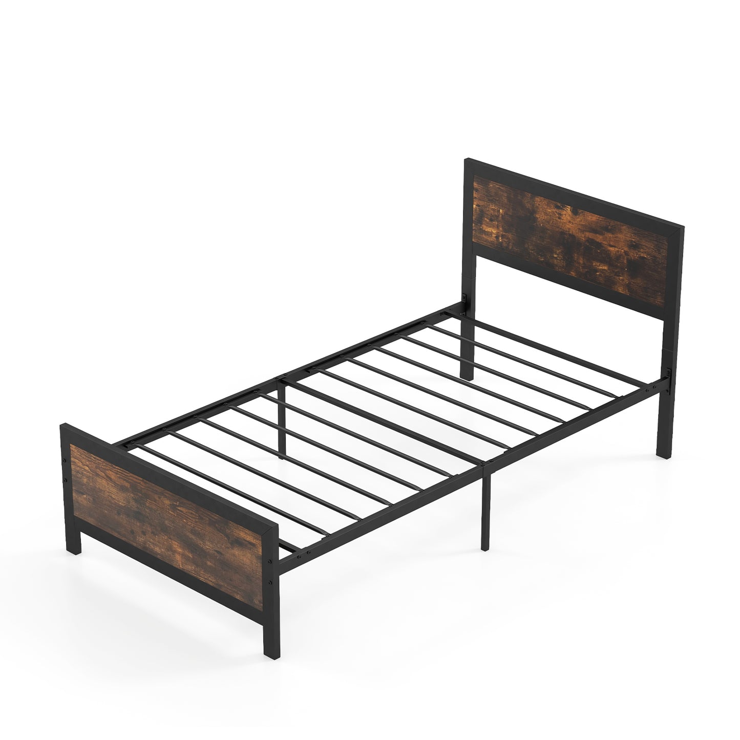 Metal Bed Frame with Headboard and Footboard-Twin Size - Twin Size